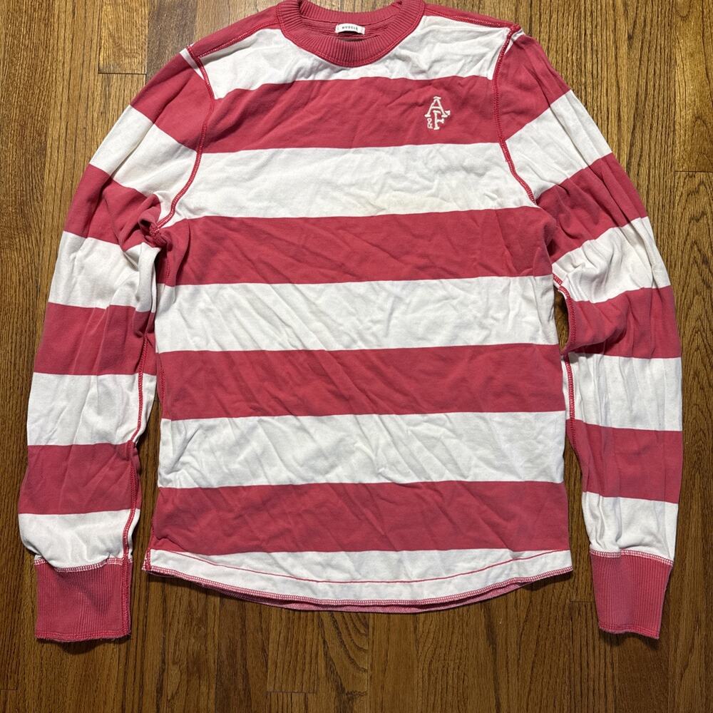 Abercrombie & Fitch Slalom Mens Sweater, Muscle Fit Pink/White XXL RUNS SMALL